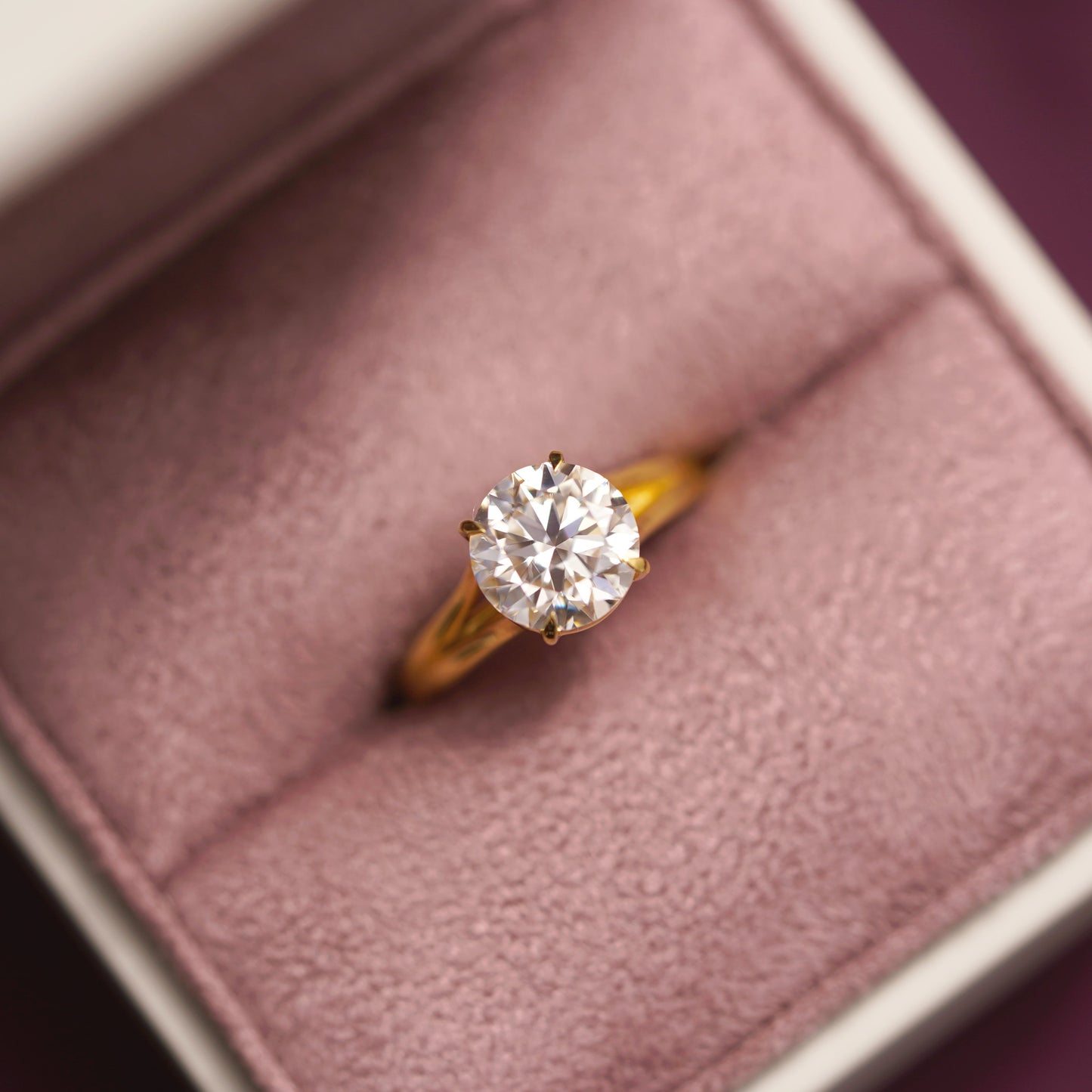 Round Cut Solitaire Split Shank Lab-Grown Diamond Engagement Ring