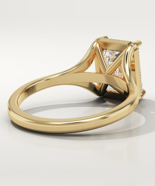 Emerald Cut Solitaire Split Shank Lab-Grown Diamond Engagement Ring