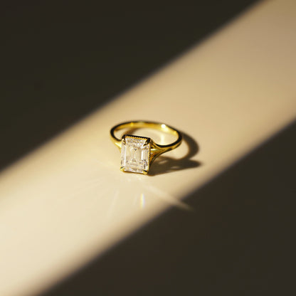 Emerald Cut Solitaire Split Shank Lab-Grown Diamond Engagement Ring