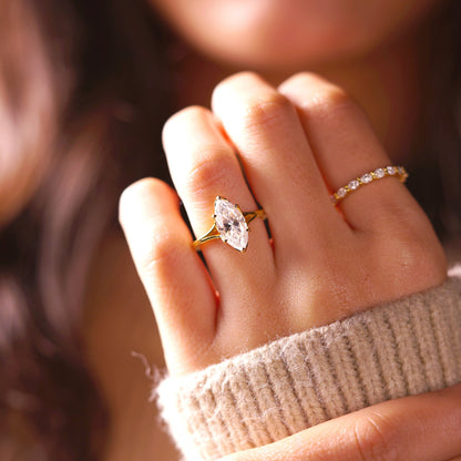 Marquise Cut Solitaire Split Shank Lab-Grown Diamond Engagement Ring