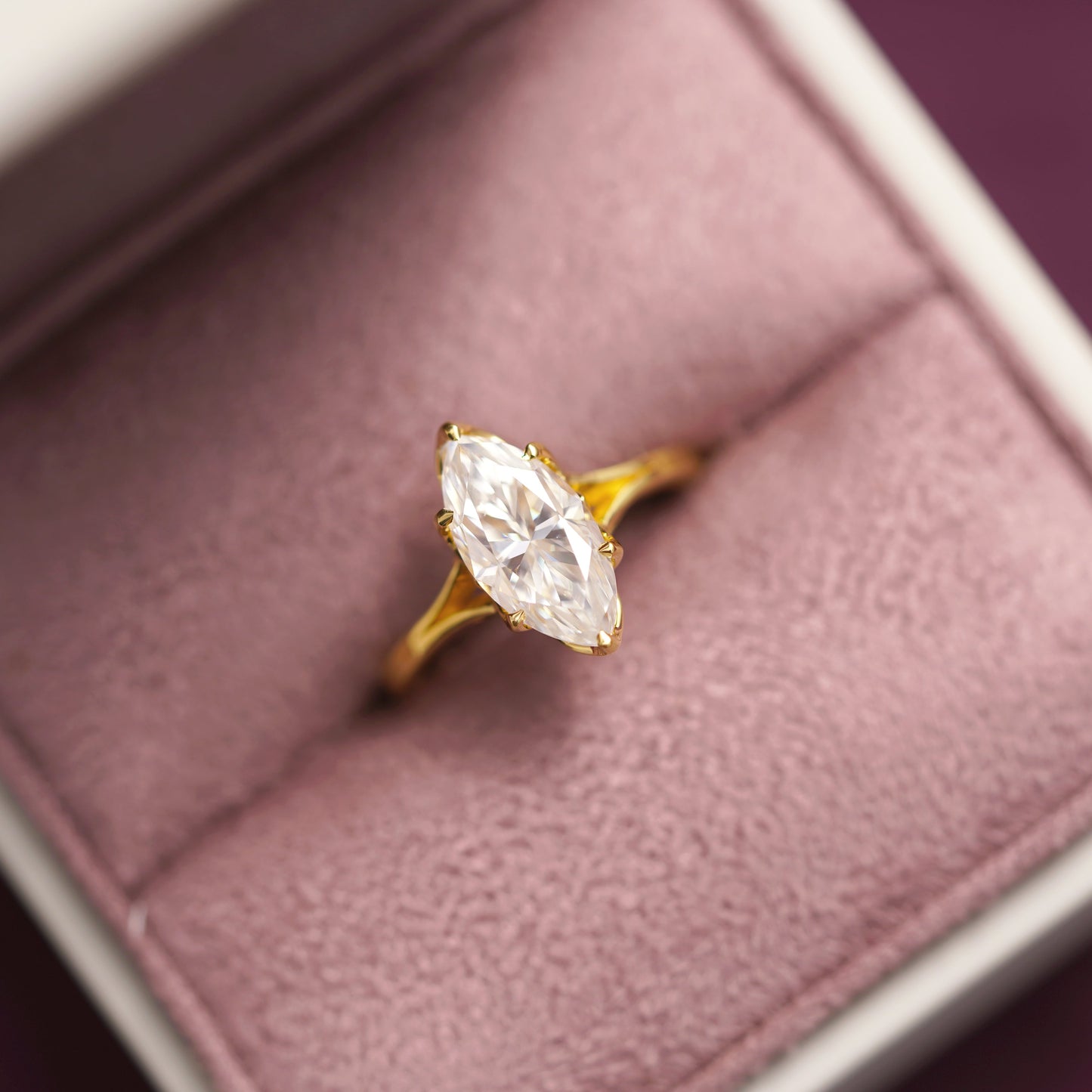 Marquise Cut Solitaire Split Shank Lab-Grown Diamond Engagement Ring