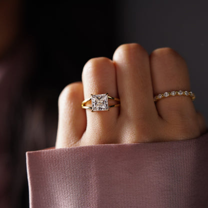Princess Cut Solitaire Split Shank Lab-Grown Diamond Engagement Ring