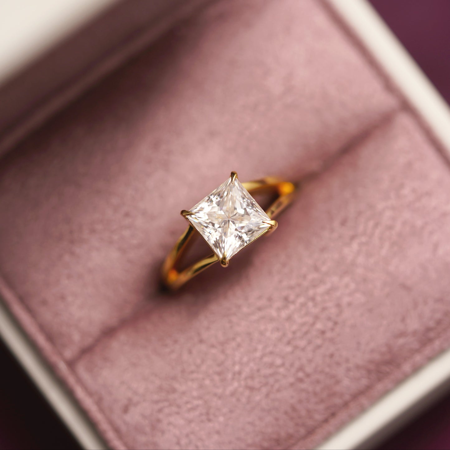 Princess Cut Solitaire Split Shank Lab-Grown Diamond Engagement Ring