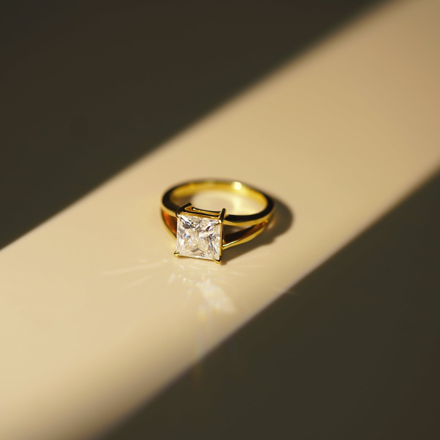 Princess Cut Solitaire Split Shank Lab-Grown Diamond Engagement Ring