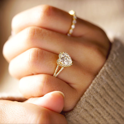 Heart Cut Halo & Pave Split Shank Lab-Grown Diamond Engagement Ring