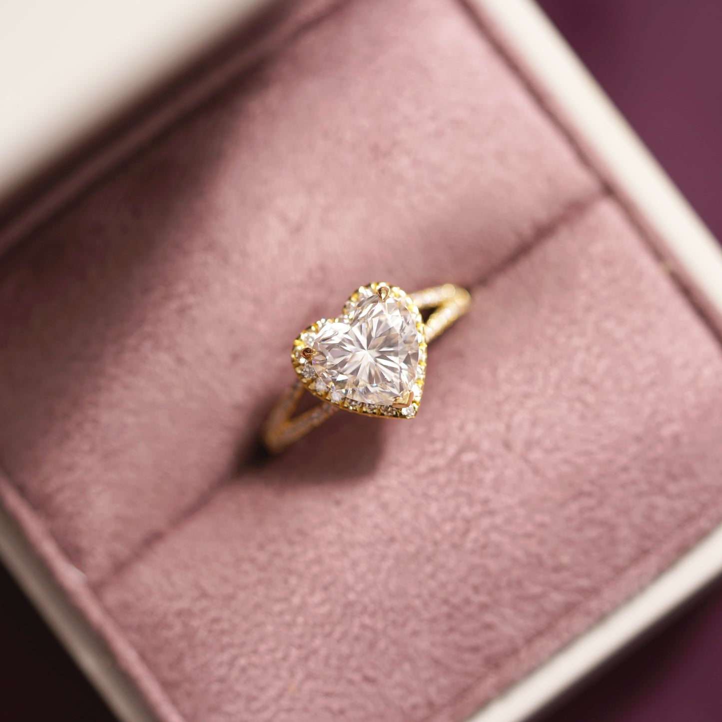 Heart Cut Halo & Pave Split Shank Lab-Grown Diamond Engagement Ring
