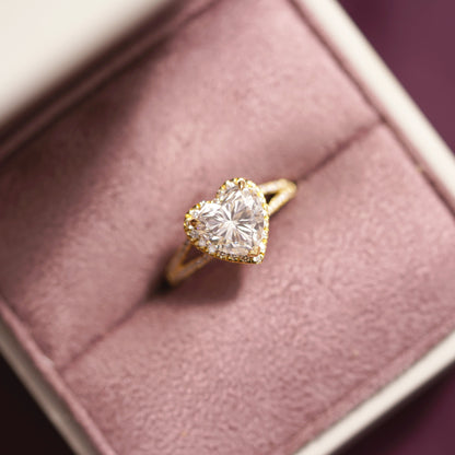 Heart Cut Halo & Pave Split Shank Lab-Grown Diamond Engagement Ring