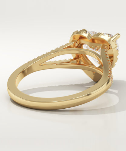 Heart Cut Halo & Pave Split Shank Lab-Grown Diamond Engagement Ring