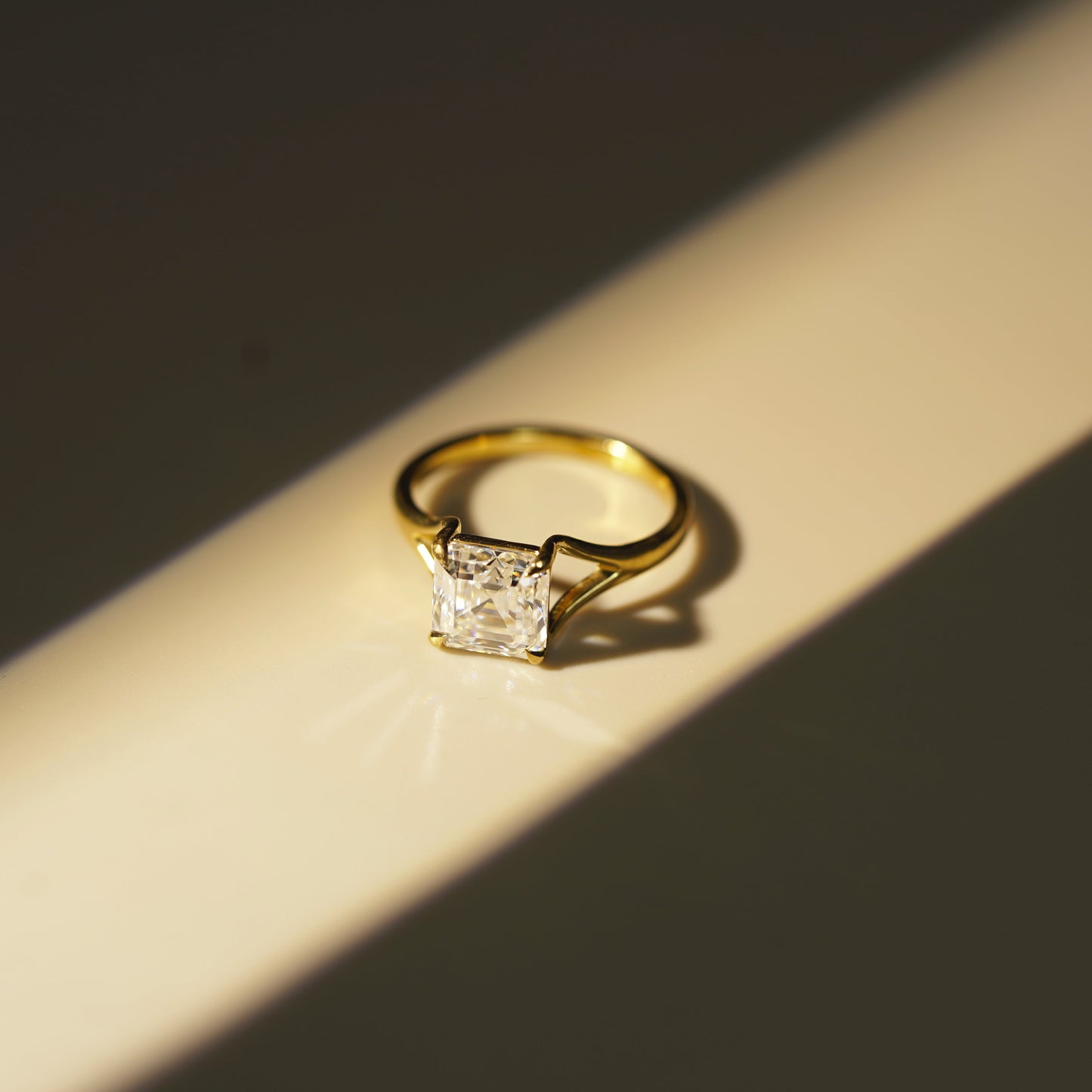 Asscher Cut Solitaire Split Shank Lab-Grown Diamond Engagement Ring