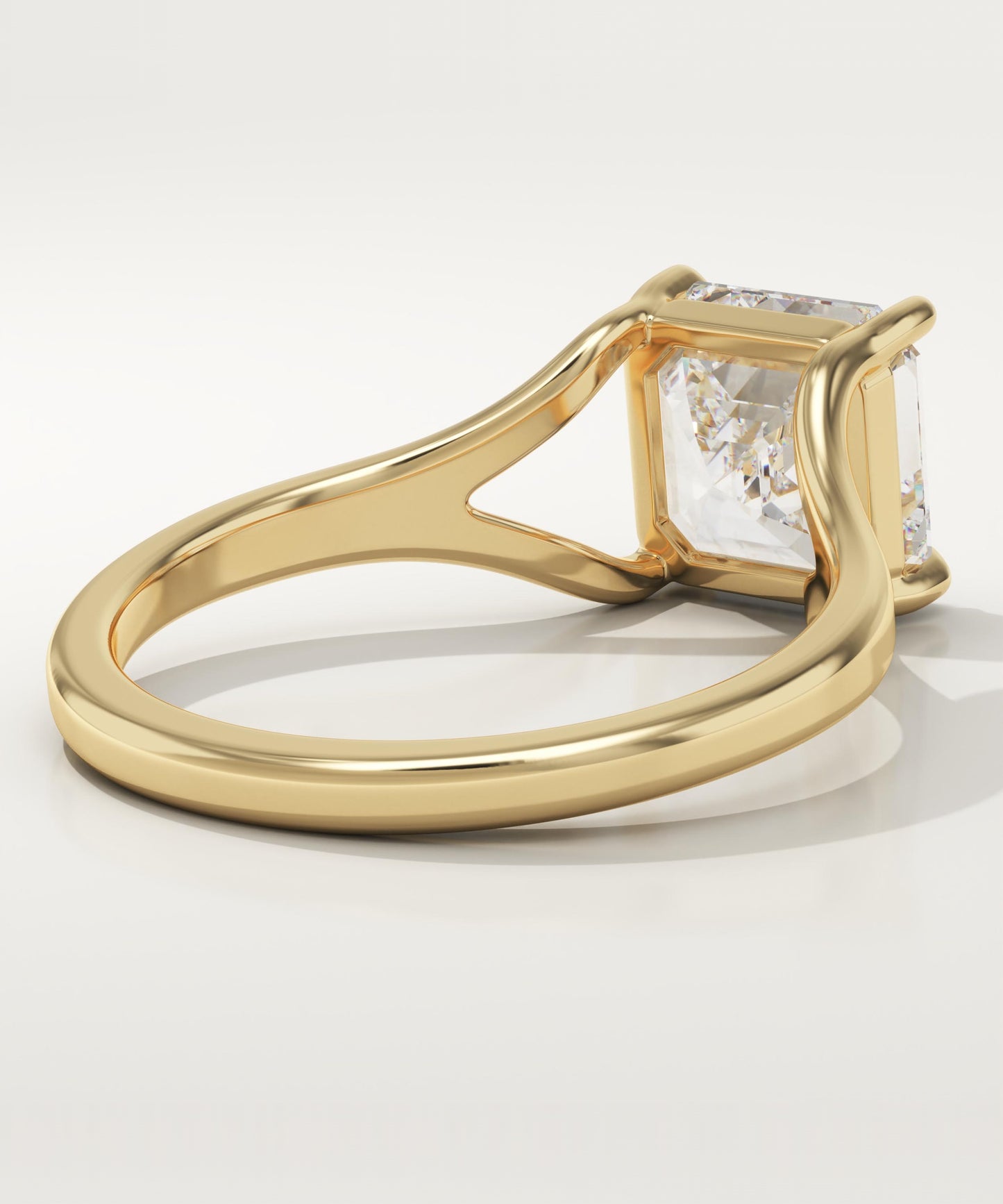 Asscher Cut Solitaire Split Shank Lab-Grown Diamond Engagement Ring