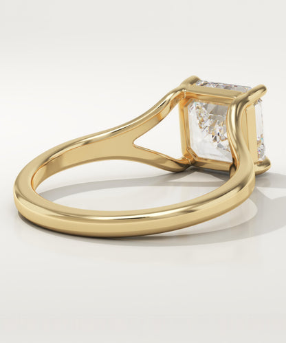 Asscher Cut Solitaire Split Shank Lab-Grown Diamond Engagement Ring