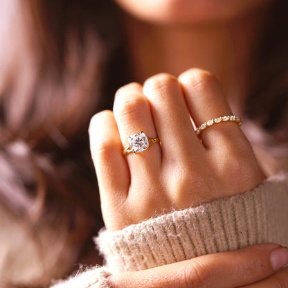 Cushion Cut Solitaire Split Shank Lab-Grown Diamond Engagement Ring
