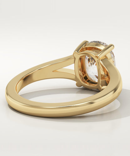 Elongated Cushion Cut Solitaire Split Shank Lab-Grown Diamond Engagement Ring