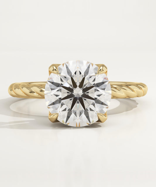 Round Cut Twisted Shank Lab-Grown Diamond Engagement Ring