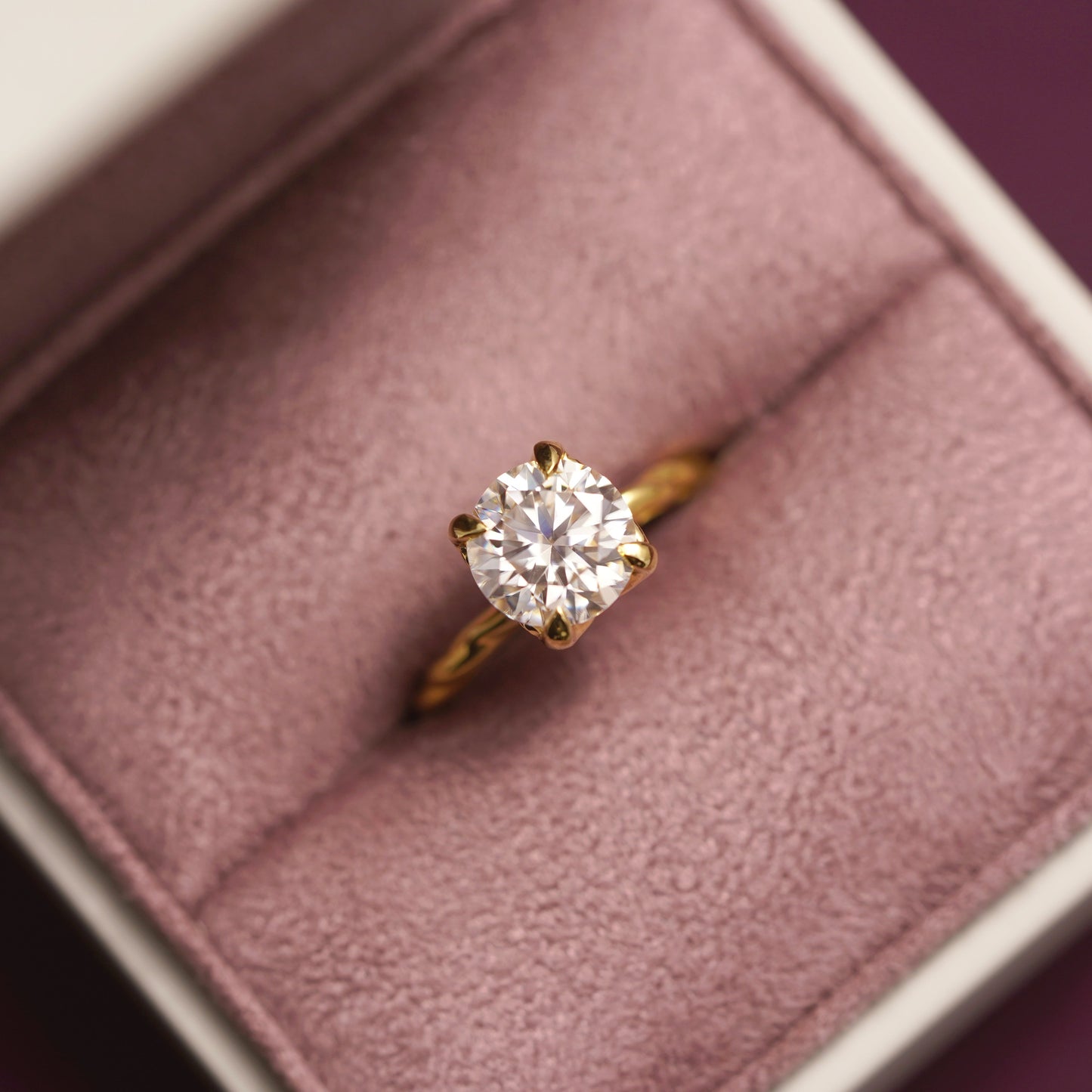 Round Cut Twisted Shank Lab-Grown Diamond Engagement Ring