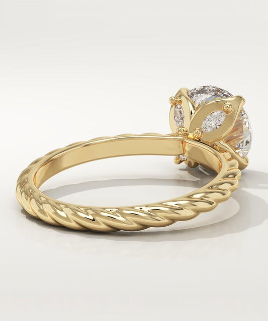 Round Cut Twisted Shank Lab-Grown Diamond Engagement Ring