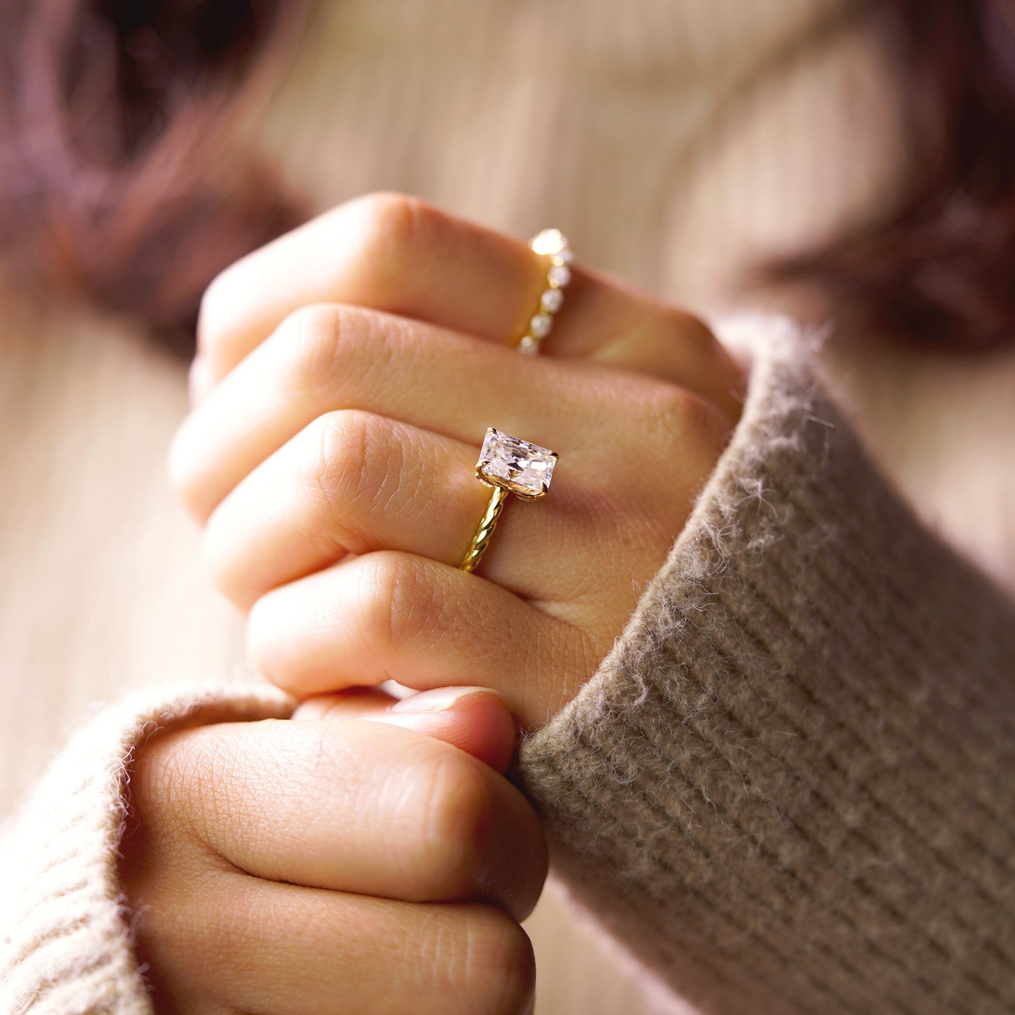 Radiant Cut Twisted Shank Lab-Grown Diamond Engagement Ring