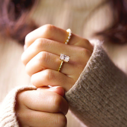 Radiant Cut Twisted Shank Lab-Grown Diamond Engagement Ring