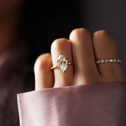Marquise Cut Twisted Shank Lab-Grown Diamond Engagement Ring