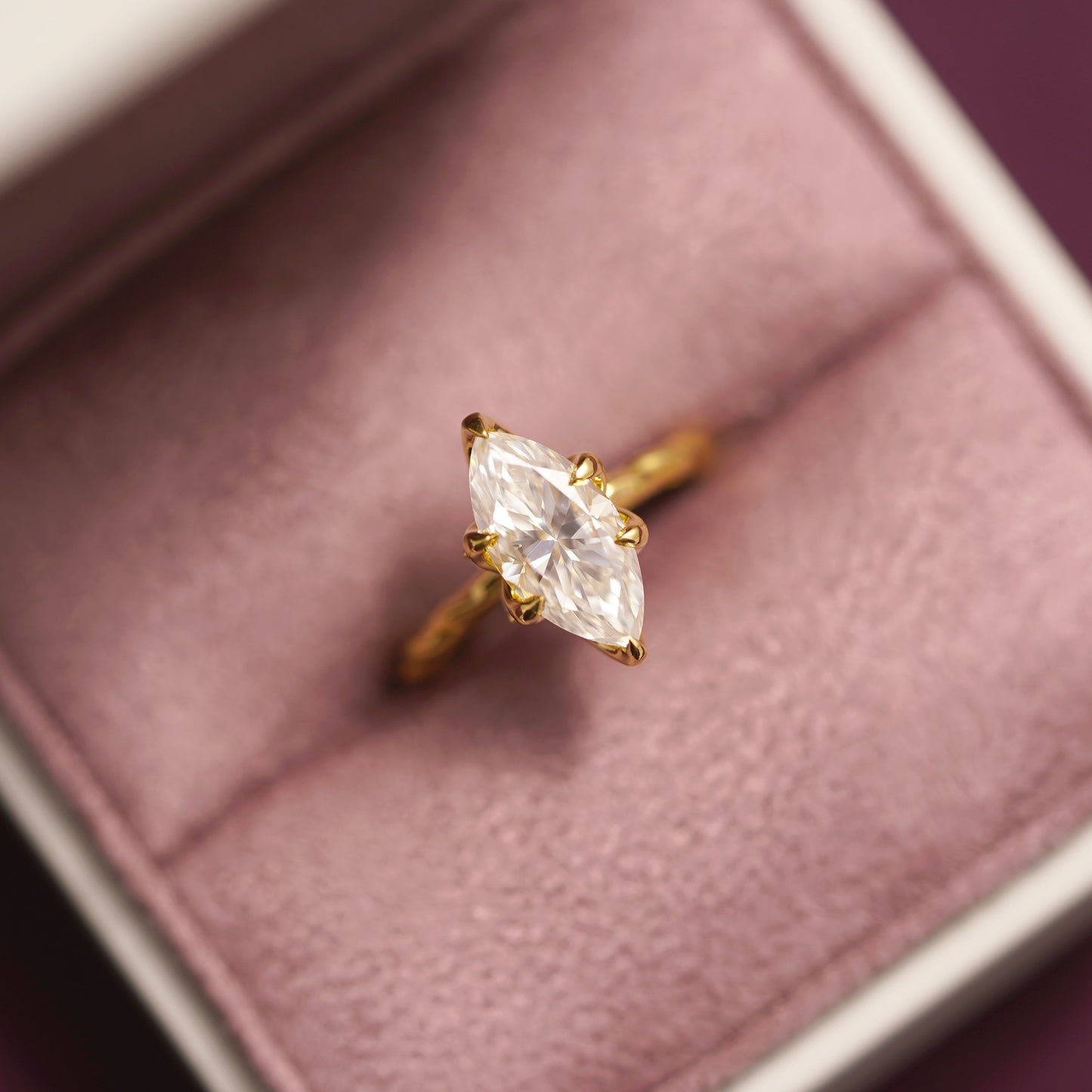 Marquise Cut Twisted Shank Lab-Grown Diamond Engagement Ring
