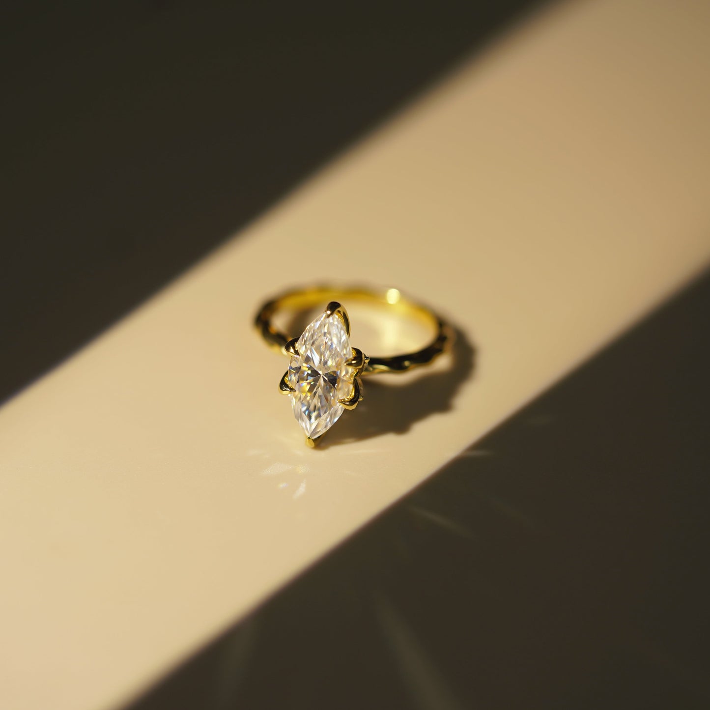 Marquise Cut Twisted Shank Lab-Grown Diamond Engagement Ring