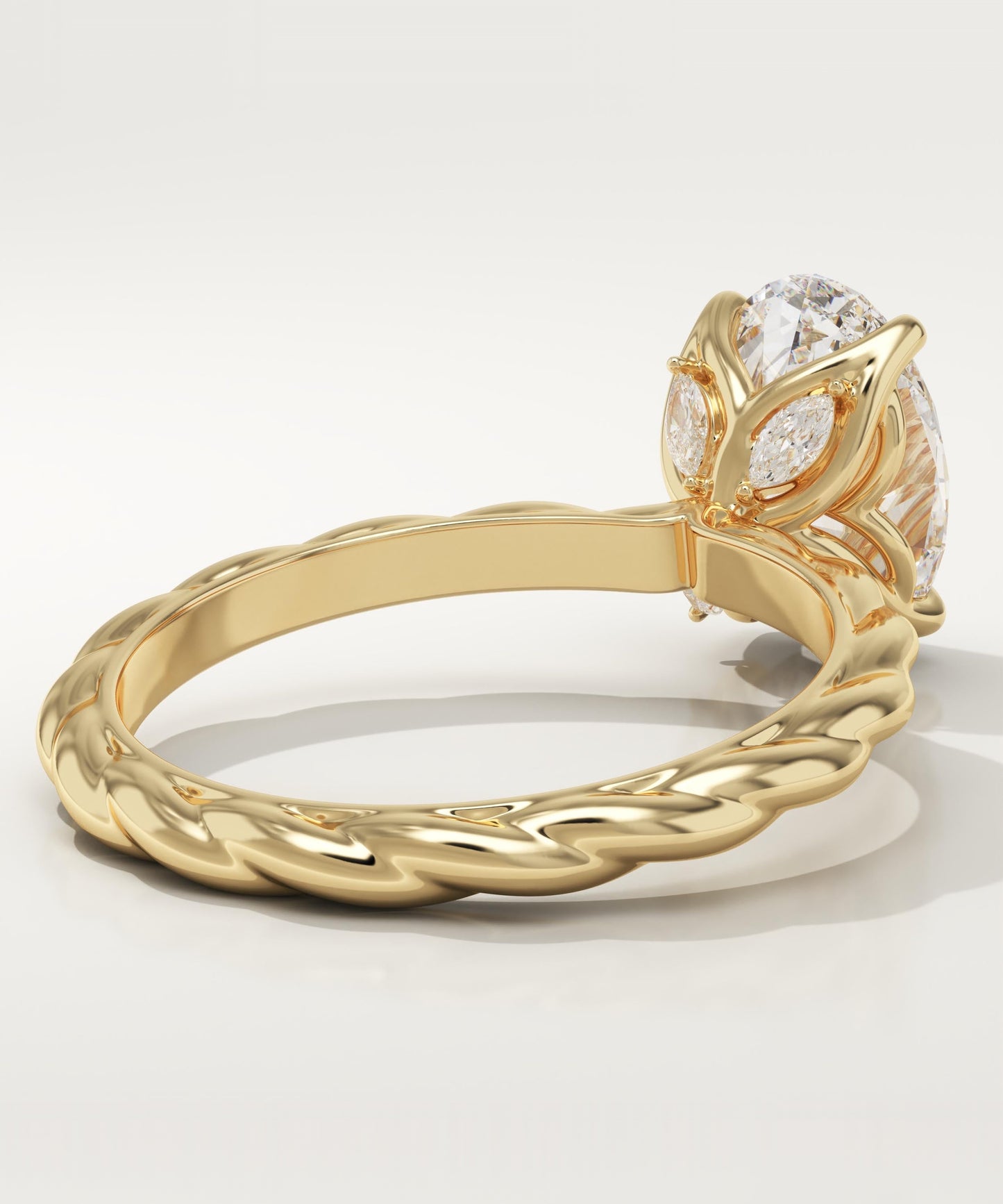 Oval Cut Twisted Shank Lab-Grown Diamond Engagement Ring