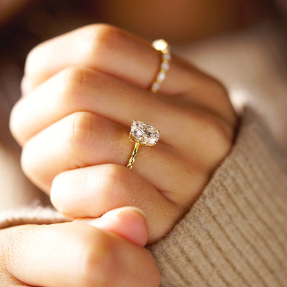 Elongated Cushion Cut Twisted Shank Lab-Grown Diamond Engagement Ring