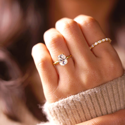 Elongated Cushion Cut Twisted Shank Lab-Grown Diamond Engagement Ring