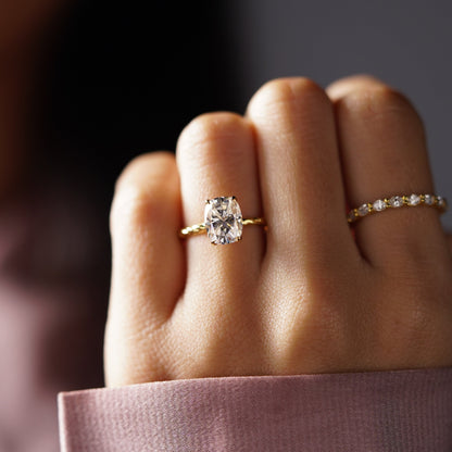 Elongated Cushion Cut Twisted Shank Lab-Grown Diamond Engagement Ring