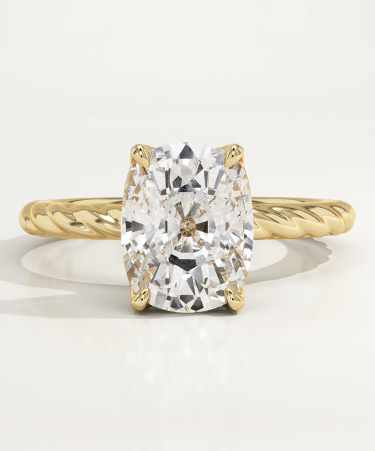 Elongated Cushion Cut Twisted Shank Lab-Grown Diamond Engagement Ring