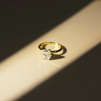 Elongated Cushion Cut Twisted Shank Lab-Grown Diamond Engagement Ring