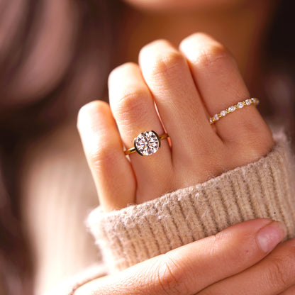 Round Cut Half Bezel Lab-Grown Diamond Engagement Ring