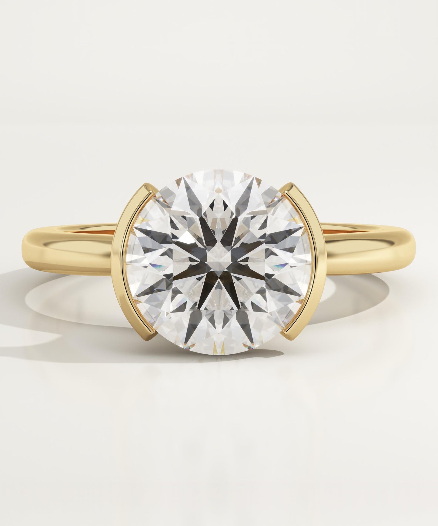 Round Cut Half Bezel Lab-Grown Diamond Engagement Ring