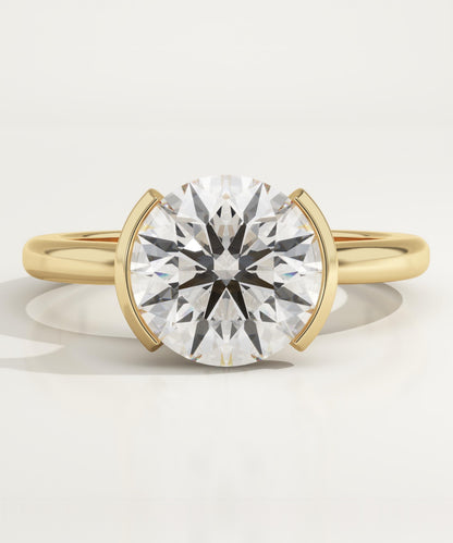 Round Cut Half Bezel Lab-Grown Diamond Engagement Ring