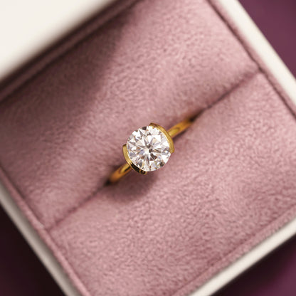 Round Cut Half Bezel Lab-Grown Diamond Engagement Ring