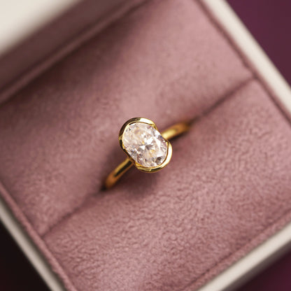 Oval Cut Half Bezel Lab-Grown Diamond Engagement Ring
