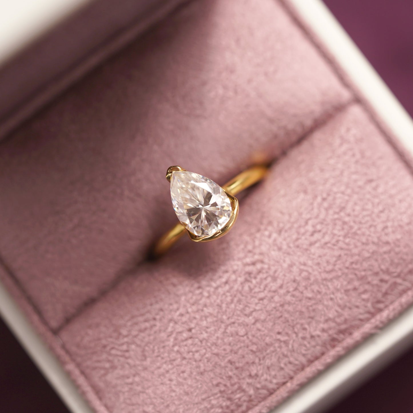 Pear Cut Half Bezel Lab-Grown Diamond Engagement Ring