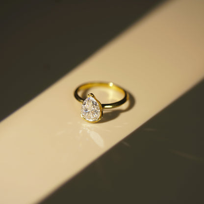 Pear Cut Half Bezel Lab-Grown Diamond Engagement Ring