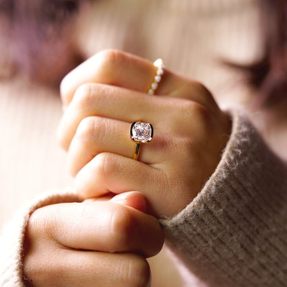 Cushion Cut Half Bezel Lab-Grown Diamond Engagement Ring