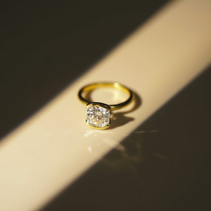 Cushion Cut Half Bezel Lab-Grown Diamond Engagement Ring