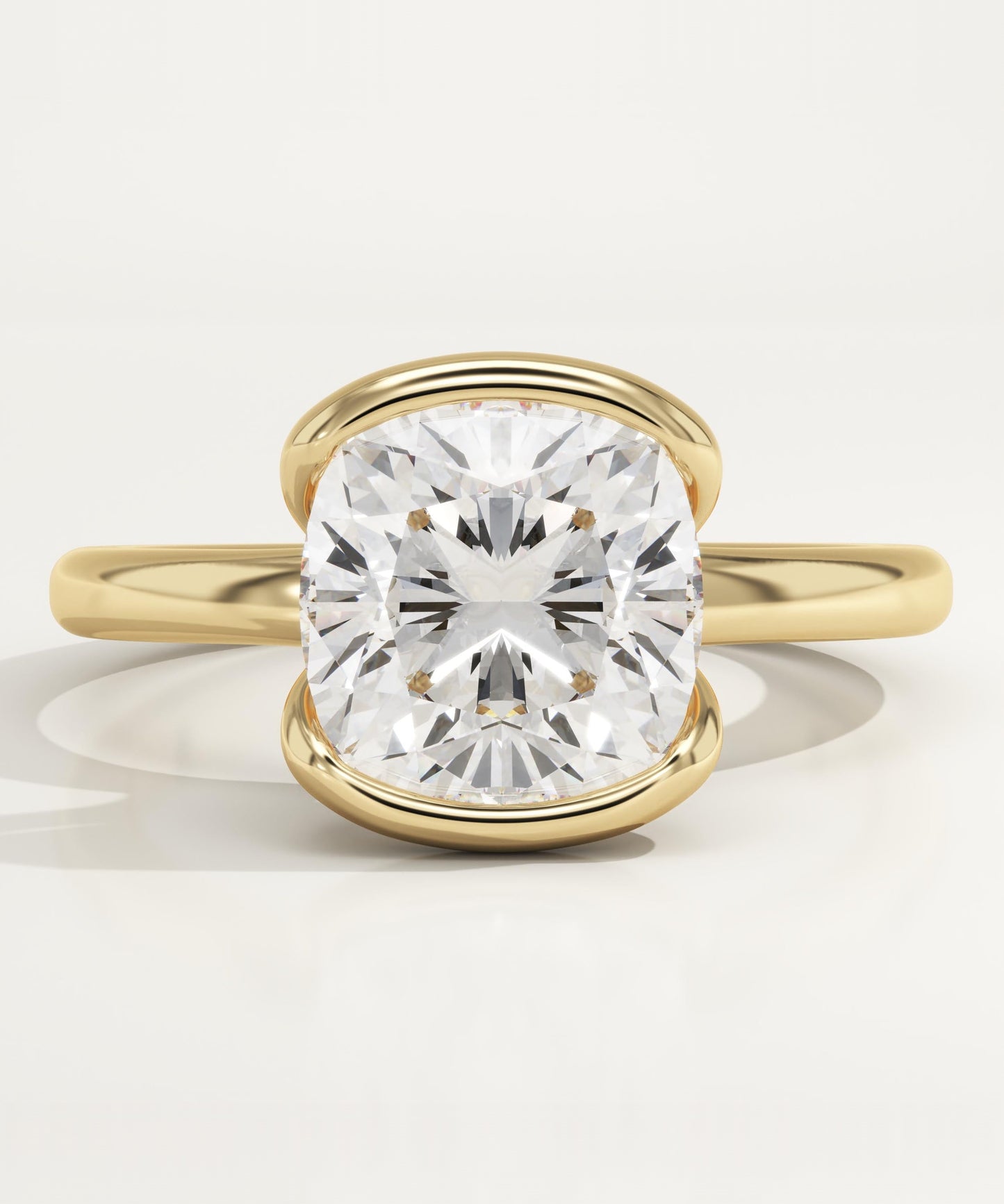Cushion Cut Half Bezel Lab-Grown Diamond Engagement Ring