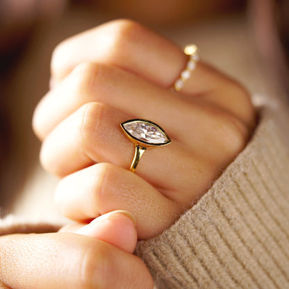 Marquise Cut Bezel Lab-Grown Diamond Engagement Ring
