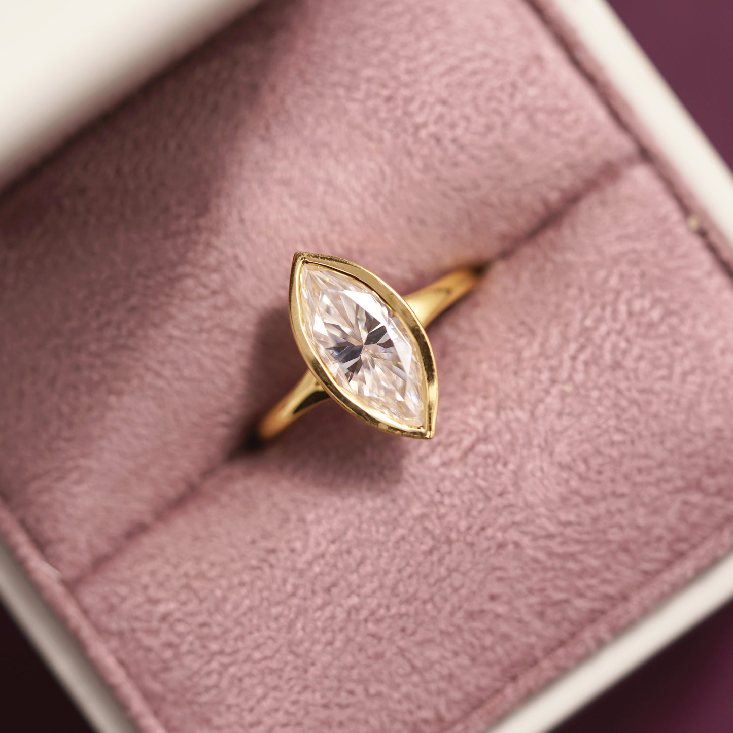 Marquise Cut Bezel Lab-Grown Diamond Engagement Ring