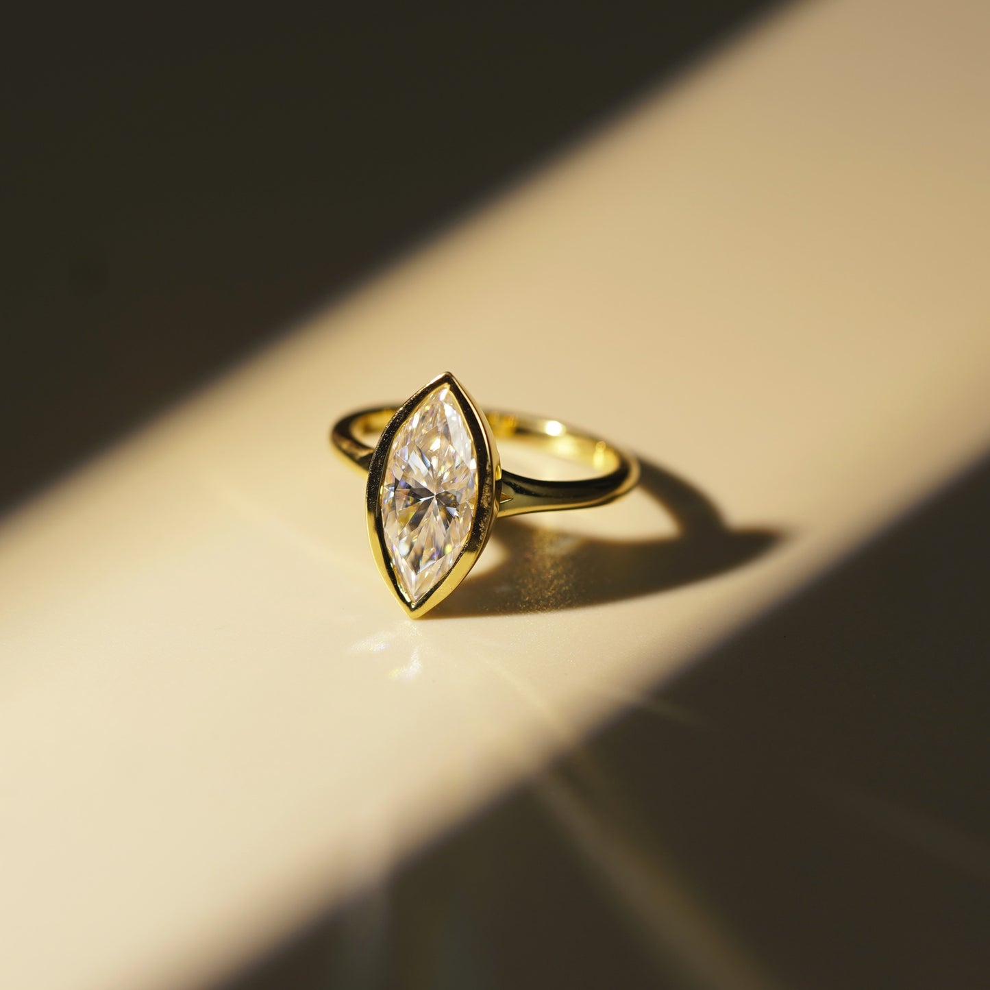Marquise Cut Bezel Lab-Grown Diamond Engagement Ring