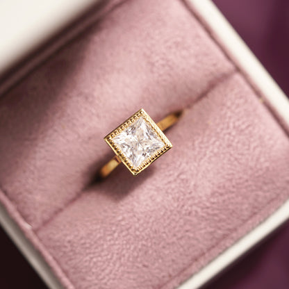 Princess Cut Bezel Lab-Grown Diamond Engagement Ring