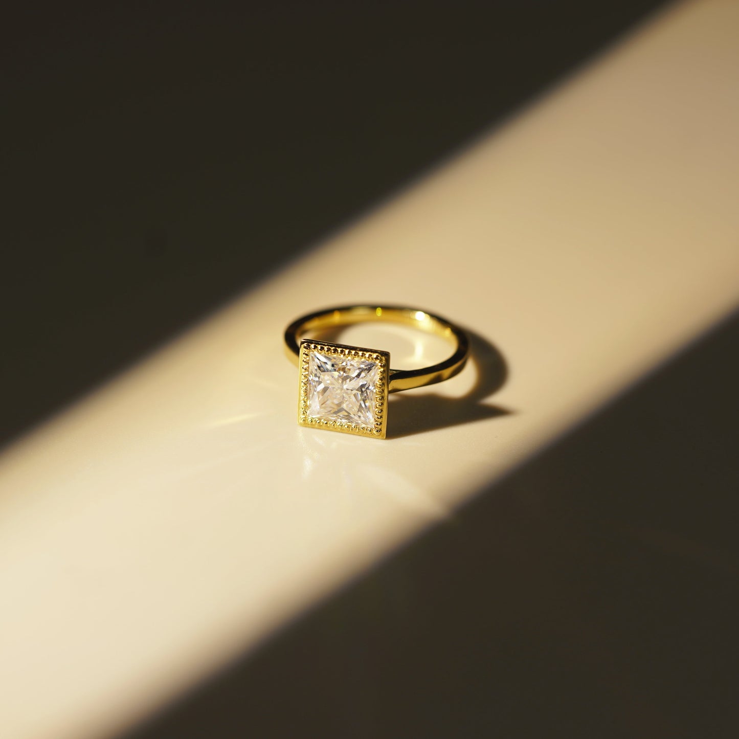 Princess Cut Bezel Lab-Grown Diamond Engagement Ring