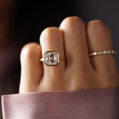 Asscher Cut Bezel Lab-Grown Diamond Engagement Ring