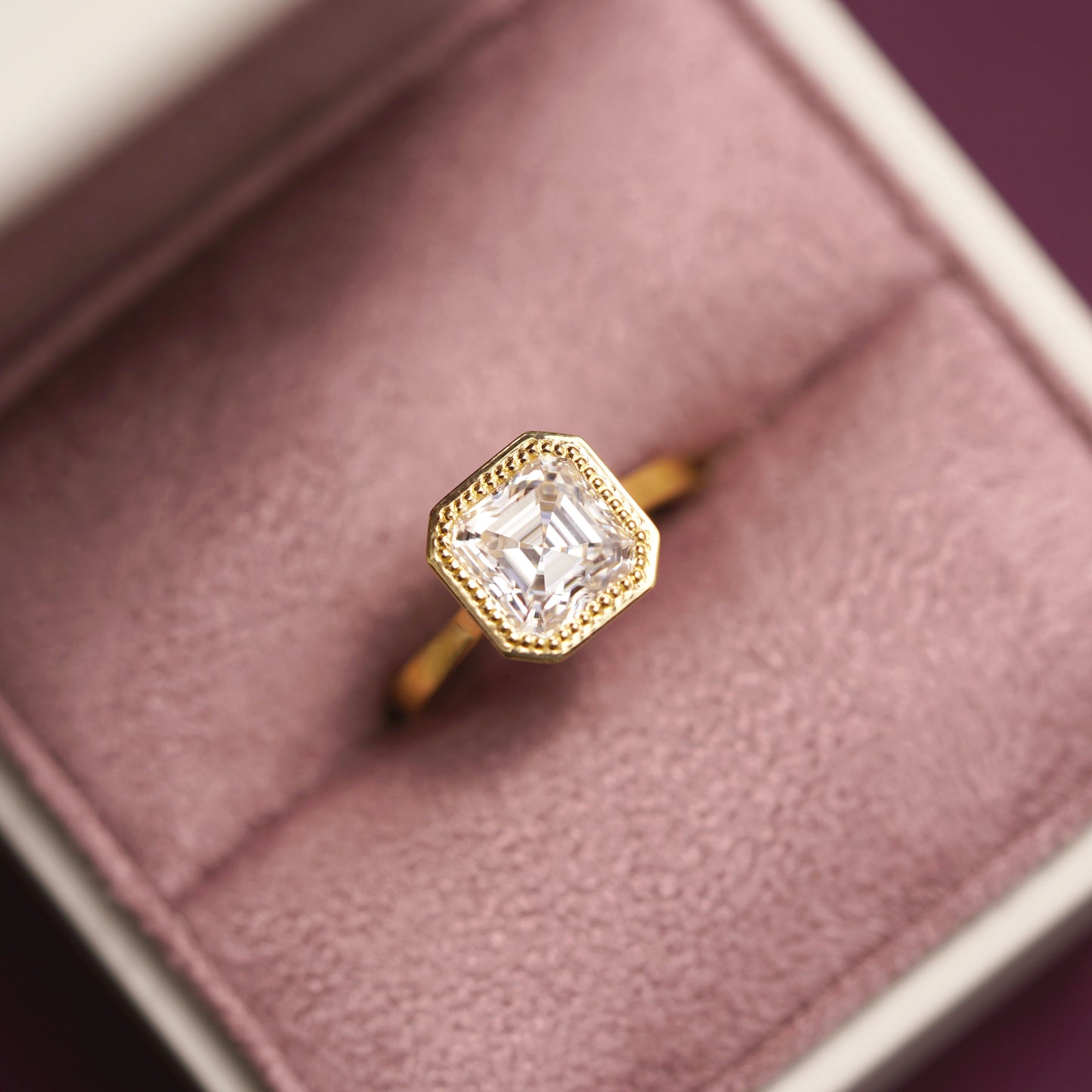 Asscher Cut Bezel Lab-Grown Diamond Engagement Ring
