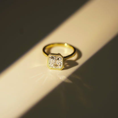 Asscher Cut Bezel Lab-Grown Diamond Engagement Ring