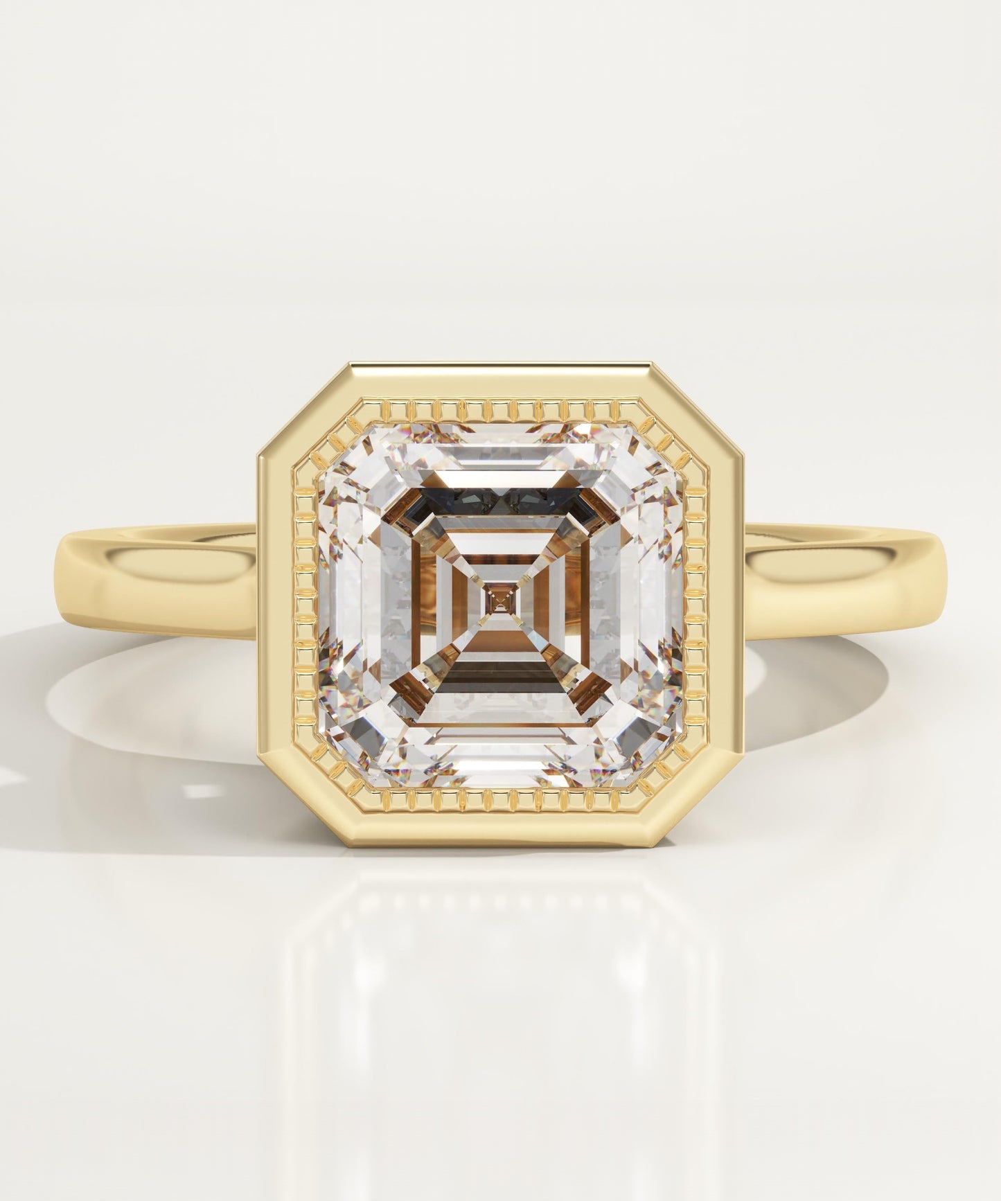 Asscher Cut Bezel Lab-Grown Diamond Engagement Ring